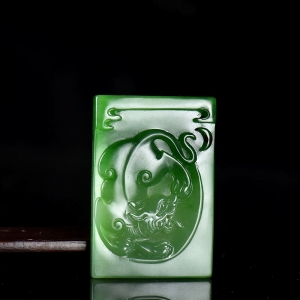 山料和田碧玉貔貅吊坠