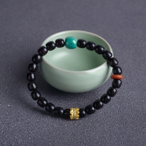 绿松石椰蒂桶珠DIY单圈手串