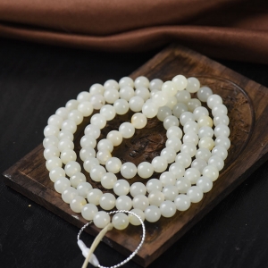 6.5mm籽料和田白玉108佛珠