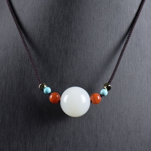 19mm籽料和田白玉锁骨链