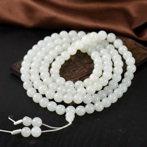 8mm籽料和田白玉108佛珠