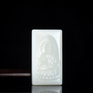 籽料和田白玉观音吊坠