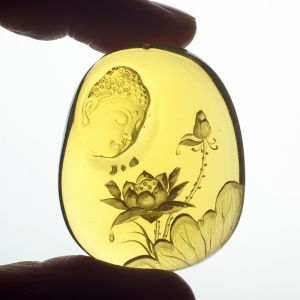 墨西哥蓝珀花开见佛吊坠