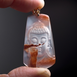 18K冰飘料南红悟道吊坠