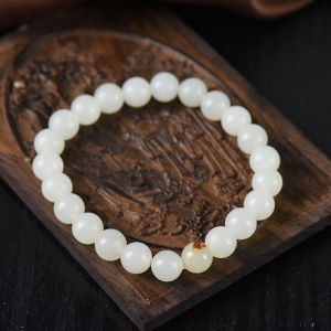 8mm籽料和田白玉单圈手串