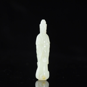 籽料和田白玉观音吊坠