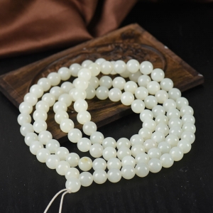 8mm籽料和田白玉108佛珠