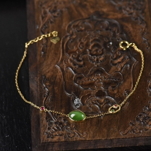18K山料和田猫眼碧玉手链