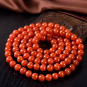 8mm柿子红南红108佛珠