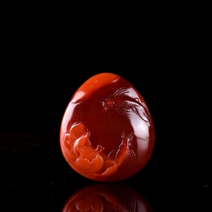 玫瑰红南红金玉满堂吊坠