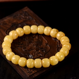 白花蜜蜜蜡老形珠单圈手串