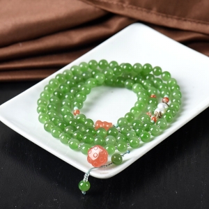 6.5mm山料和田碧玉108佛珠