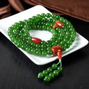 8mm山料和田碧玉108佛珠