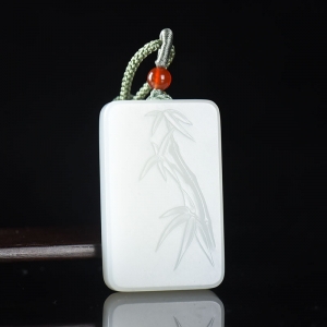 山流水料和田白玉竹节吊坠