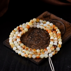 6mm籽料和田白玉108佛珠