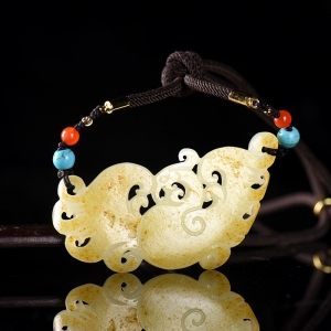 籽料和田白玉凤凰锁骨链