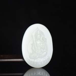 山料和田羊脂白玉虚空藏菩萨吊坠