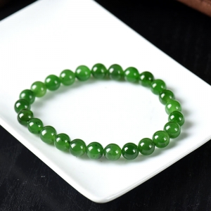 7.5mm山料和田碧玉单圈手串