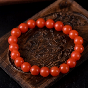 9mm柿子红南红单圈手串