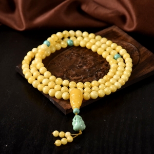 6.5mm白花蜜蜜蜡108佛珠