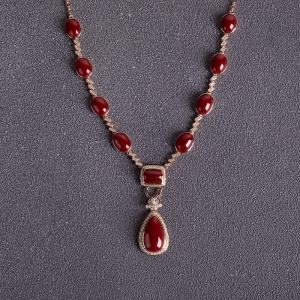 18K阿卡牛血红珊瑚吊坠/项链两用款