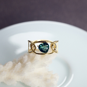 18K蓝绿碧玺心形戒指