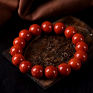 14.5mm柿子红南红单圈手串