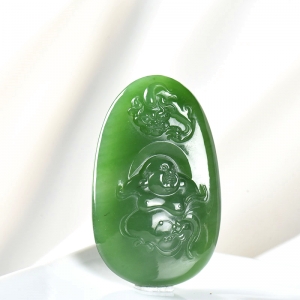 山料和田碧玉弥勒佛吊坠