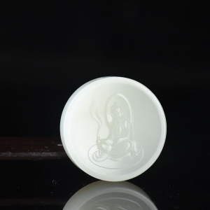 籽料和田白玉观音吊坠