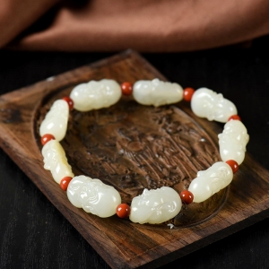 籽料和田白玉罗汉单圈手串