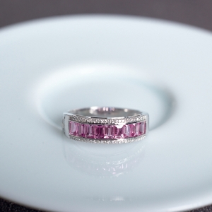 18K无烧帕帕拉恰蓝宝石戒指