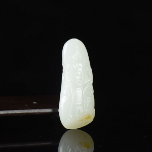 籽料和田白玉观音吊坠