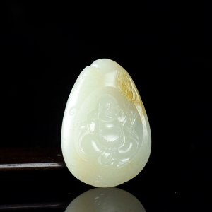 籽料和田白玉弥勒佛吊坠