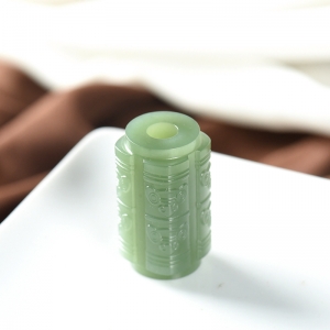 山料和田碧玉玉琮吊坠