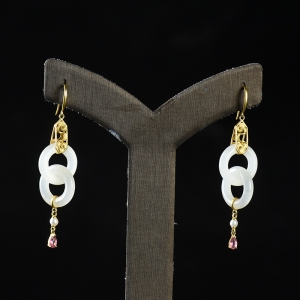 18K籽料和田白玉耳坠