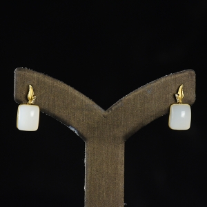 18K籽料和田白玉耳坠