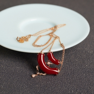 18K阿卡牛血红珊瑚项链