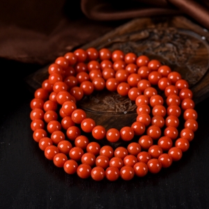7mm柿子红南红108佛珠