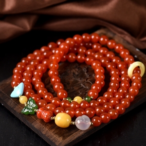 6.5mm冰红南红108佛珠