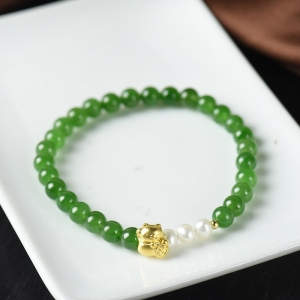 6mm山料和田碧玉单圈手串