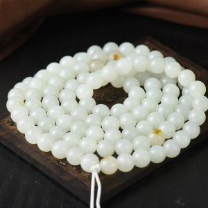 8mm籽料和田白玉108佛珠