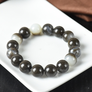 11mm山料和田糖白玉单圈手串