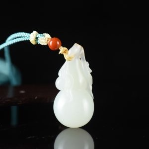 籽料和田白玉福禄吊坠