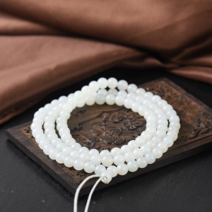 6mm籽料和田白玉108佛珠