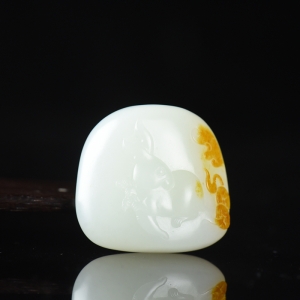 山流水料和田白玉兔子吊坠