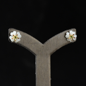 籽料和田白玉花耳钉