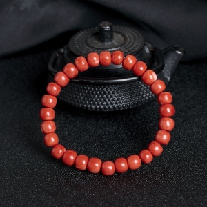 MOMO珊瑚桶珠单圈手串