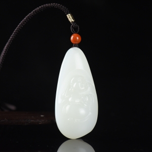 籽料和田白玉弥勒佛吊坠