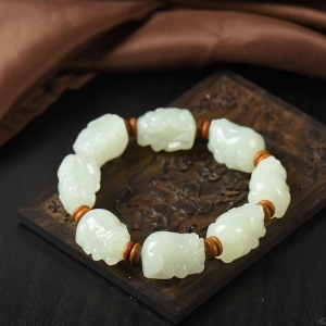 山料和田白玉貔貅单圈手串