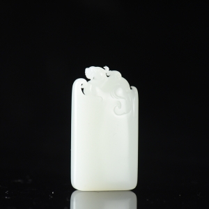 山流水料和田羊脂白玉无事牌吊坠